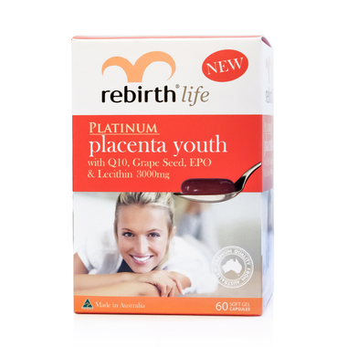 Thực phẩm bảo vệ sức khỏe viên nhau thai cừu Rebirht Platinum Placeta Youth 3000mg (60 viên)