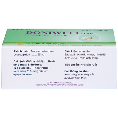 Thuốc Doniwell 25mg Kyung Dong điều trị tâm thần phân liệt (10 vỉ x 10 viên)