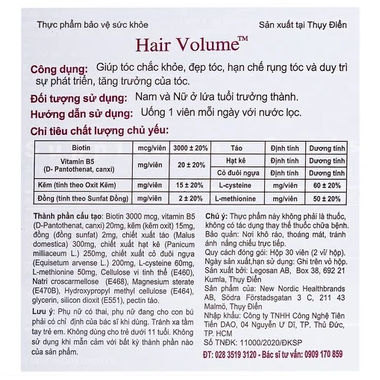 Thực phẩm bảo vệ sức khỏe Hair Volume (30 viên)
