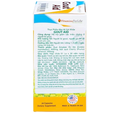 Thực phẩm bảo vệ sức khỏe Gout Aid (30 viên)