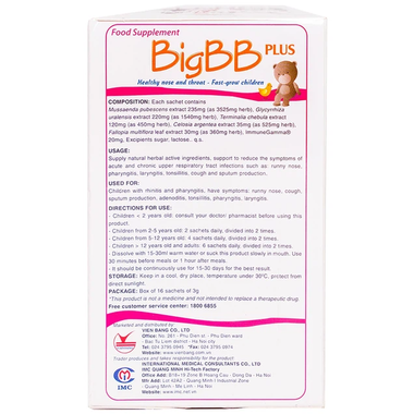 Thực phẩm bảo vệ sức khỏe BigBB Plus (16 gói x 3g)