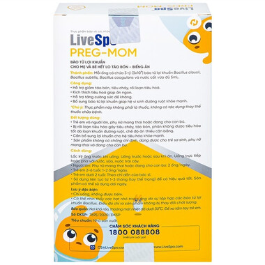 Thực phẩm bảo vệ sức khỏe LiveSpo® Preg-Mom (20 ống x 5ml)
