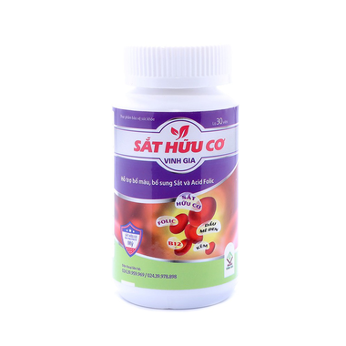 Thực phẩm bảo vệ sức khỏe Sắt Hữu Cơ Vinh Gia (30 viên)