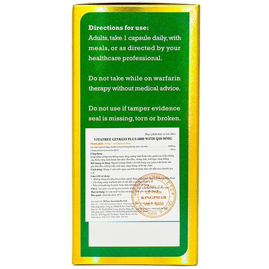 Thực phẩm bảo vệ sức khỏe Vitatree Ginkgo Plus 6000 With Q10 50mg (60 viên)