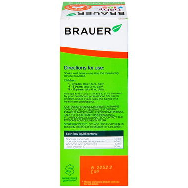 Thực phẩm bảo vệ sức khỏe Brauer Baby Kids Liquid Vitamin C (100ml)