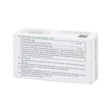 Thực phẩm bảo vệ sức khỏe Hoạt Huyết Dưỡng Não DHG (100 viên)