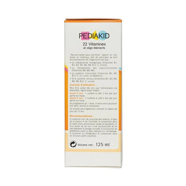 Thực phẩm bảo vệ sức khỏe Pediakid 22 Vitamines Et Oligo - Éléments (125ml)
