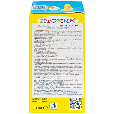 Thực phẩm bảo vệ sức khỏe Fitobimbi Sonno (30ml)