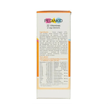Thực phẩm bảo vệ sức khỏe Pediakid 22 Vitamines Et Oligo - Éléments (125ml)