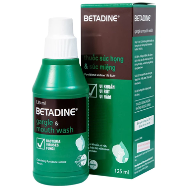 Thuốc súc họng Betadine Gargle &amp; Mouth Wash điều trị nhiễm trùng niêm mạc miệng, cổ họng (125ml)