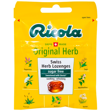 Kẹo ngậm không đường Ricola Original Herb hỗ trợ làm dịu họng, giảm ho (17.5g)