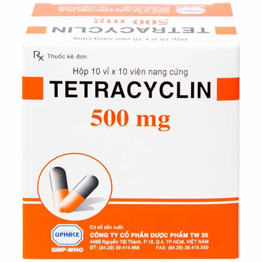 Thuốc Tetracyclin 500mg Uphace điều trị nhiễm khuẩn đường hô hấp (10 vỉ x 10 viên)