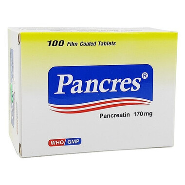 Thuốc Pancres 170Mg điều trị rối loạn tiêu hóa, xơ nang tụy (10 vỉ x 10 viên