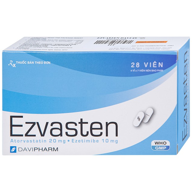 Thuốc Ezvasten điều trị tăng cholesterol máu (4 vỉ x 7 viên)