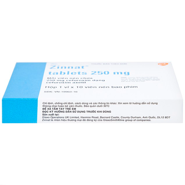 Thuốc Zinnat 250mg điều trị các chứng nhiễm khuẩn (10 viên)