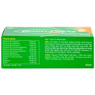 Viên sủi Berocca Bayer bổ sung vitamin và khoáng chất (10 viên)