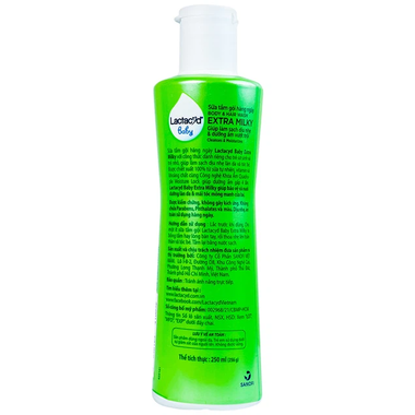 Sữa tắm gội hằng ngày Body &amp; Hair Wash Lactacyd Baby Extra Milky làm sạch dịu nhẹ &amp; dưỡng ẩm vượt trội (250ml)