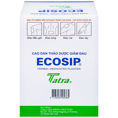 Cao dán thảo dược Ecosip Cool Tatra hỗ trợ giảm đau cơ, đau khớp (20 gói x 5 miếng)