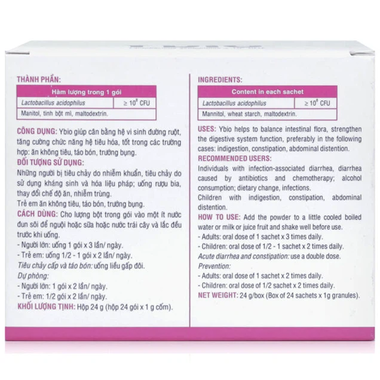 Thực phẩm bảo vệ sức khỏe Ybio (24 gói x 1g)