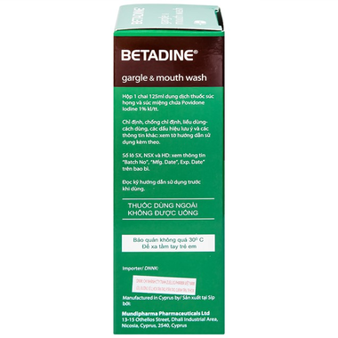 Thuốc súc họng Betadine Gargle &amp; Mouth Wash điều trị nhiễm trùng niêm mạc miệng, cổ họng (125ml)