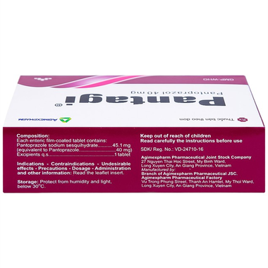 Thuốc Pantagi 40mg Agimexpharm điều trị viêm loét dạ dày tá tràng (30 viên)