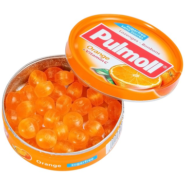 Kẹo ngậm ho không đường Pulmoll Pastillen Orange + Vitamin C vị cam (50g)