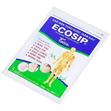 Cao dán thảo dược Ecosip Cool Tatra hỗ trợ giảm đau cơ, đau khớp (20 gói x 5 miếng)