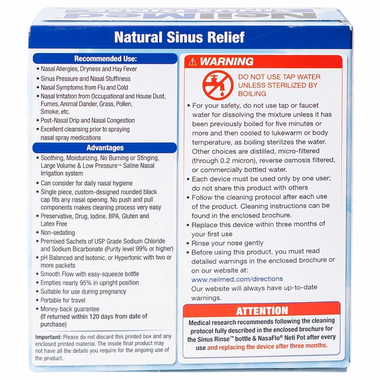 Bình rửa mũi NeilMed Sinus Rinse ngừa và giảm viêm mũi dị ứng (1 bình + 60 gói bột)