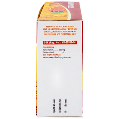 Thuốc Hapacol 250mg vị cam hỗ trợ giảm đau, hạ sốt cho trẻ (24 gói x 1.5g)