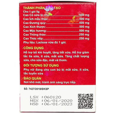 Thực phẩm bảo vệ sức khỏe PQA Cốm Lợi Sữa (25 gói)