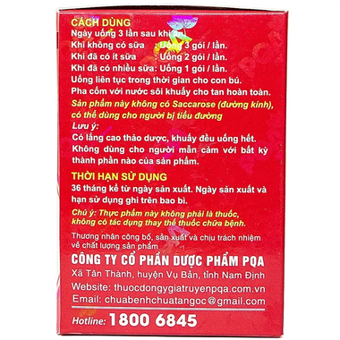 Thực phẩm bảo vệ sức khỏe PQA Cốm Lợi Sữa (25 gói)