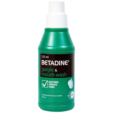 Thuốc súc họng Betadine Gargle &amp; Mouth Wash điều trị nhiễm trùng niêm mạc miệng, cổ họng (125ml)