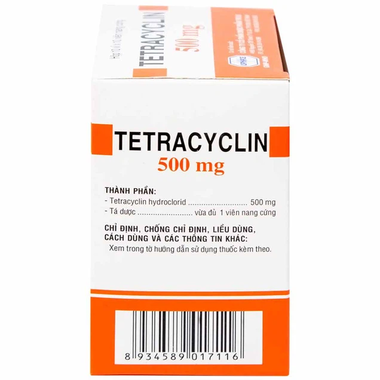 Thuốc Tetracyclin 500mg Uphace điều trị nhiễm khuẩn đường hô hấp (10 vỉ x 10 viên)