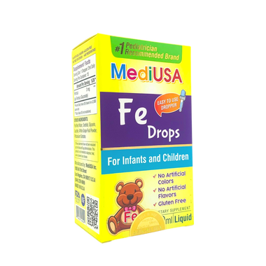 MediUSA Fe Drops giúp bổ sung sắt cho cơ thể, hỗ trợ tái tạo hồng cầu, giúp giảm thiếu máu do thiếu sắt ở trẻ.
