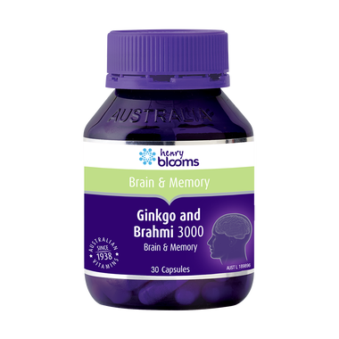 Viên uống Ginkgo And Brahmi 3000 Henry Blooms hỗ trợ hoạt huyết (Hộp 30 viên)