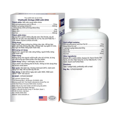 Viên uống Ginkgo 2500 With DHA VitaHealth