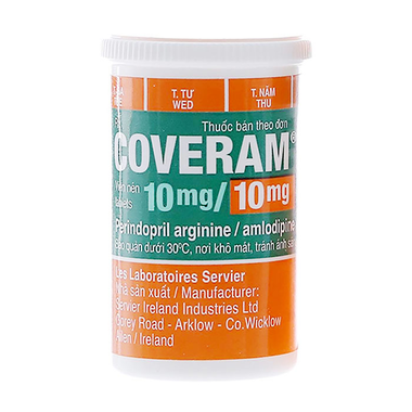 Thuốc Coveram 10mg/10mg điều trị tăng huyết áp, mạch vành (lọ 30 viên)