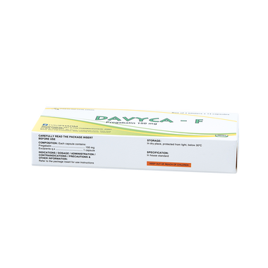 Thuốc Davyca - F 150mg Davipharm điều trị rối loạn lo âu lan tỏa, đau do thần kinh (2 vỉ x 14 viên)