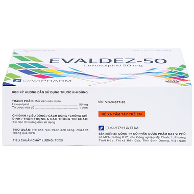 Thuốc Evaldez 50mg điều trị các triệu chứng khó tiêu (6 vỉ x 10 viên)