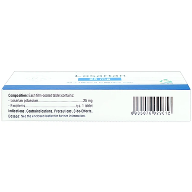 Viên nén Losartan 25mg điều trị tăng huyết áp (3 vỉ x 10 viên)