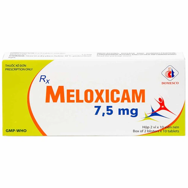Thuốc Meloxicam 7.5mg  Domesco điều trị viêm xương khớp, viêm cột sống (2 vỉ x 10 viên)