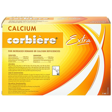 Dung dịch uống Calcium Corbiere Kids Extra Sanofi bổ sung canxi cho trẻ em (3 vỉ x 10 ống x 5ml)