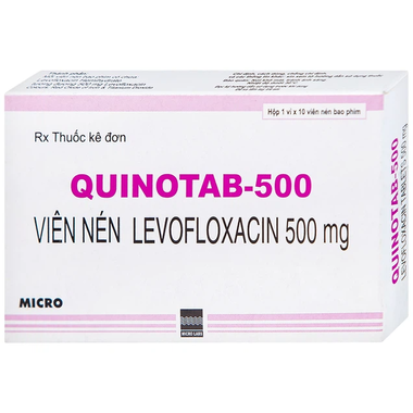 Thuốc Quinotab 500mg điều trị các chứng nhiễm trùng (1 vỉ x 10 viên)