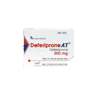 Thuốc Deferiprone A.T 500mg hỗ trợ điều trị nhiễm Hemosiderin (hộp 3 vỉ x 10 viên)