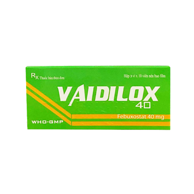 Thuốc Vaidilox 40 mg hỗ trợ điều trị gout, tăng acid uric huyết (Hộp 3 vỉ x 10 viên)