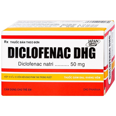 Thuốc Diclofenac DHG điều trị viêm, đau trong rối loạn cơ xương khớp (10 vỉ x 10 viên)