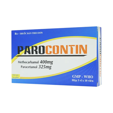 Thuốc Parocontin giảm đau co thắt cơ xương, đau căng cơ, bong gân (3 vỉ x 10 viên)