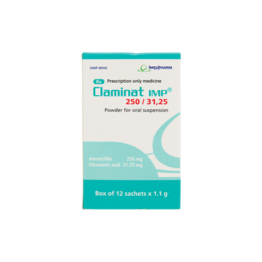 Thuốc Claminat IMP 250/31.25 Điều Trị Nhiễm Khuẩn (Hộp 12 Gói)