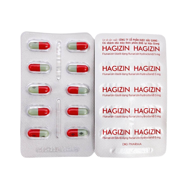 Thuốc Hagizin 5mg DHG điều trị dự phòng đau nửa đầu, chóng mặt, hoa mắt (10 vỉ x 10 viên)