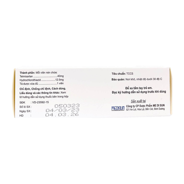 Thuốc Telzid 40/12.5 Medisun điều trị tăng huyết áp (6 vỉ x 10 viên)
